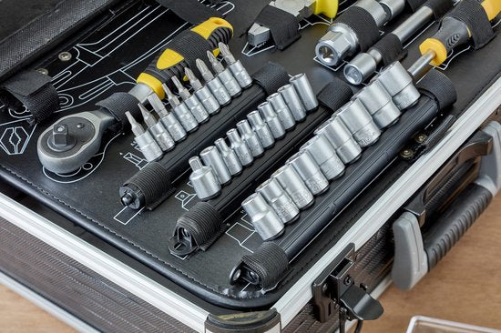 ALDORR Tools - 89 - Delige gereedschapsset in koffer - Toolbox - Gereedschapskoffer Gevuld - Gereedschapskist - Schroevendraaierset - Aluminium - Handgereedschap - Basisgereedschap - Met Momentsleutel Ratel - Cadeau voor mannen - Housewarming Cadeau