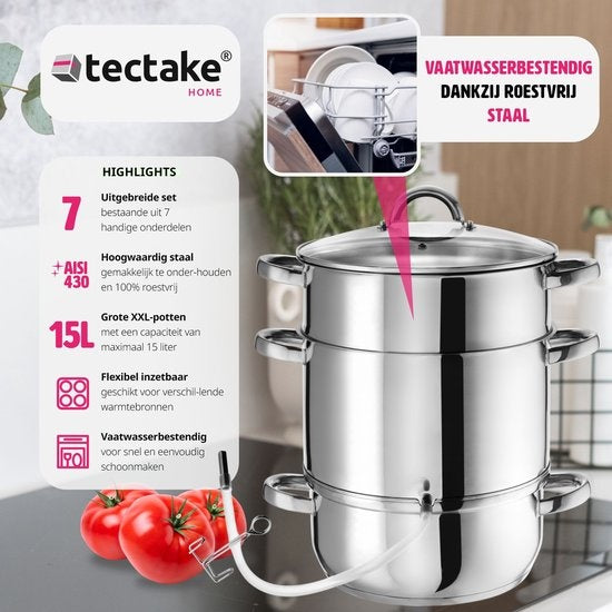 Tectake Stoomextractor - Ø 26 cm - RVS - Inductie