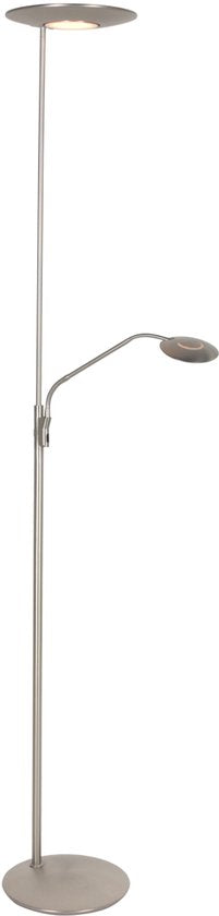Vloerlamp Zenith 2 4394ST staal met uplight en leesarm - Steinhauer Exclusive, modern design, draaibaar en kantelbaar, 4940 lumen verlichtingskracht, verstelbare kleurtemperatuur van 2200 tot 4000 Kelvin