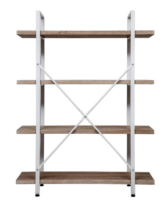 Wandkast Stoer - open boekenkast - industrieel design - 140 cm hoog wit