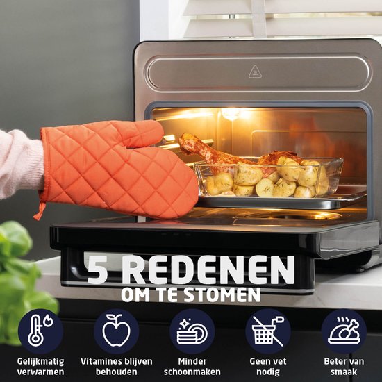 Vrijstaande Combi Oven – XXL Airfryer Stoomoven – 24 Liter – Zelfreinigend – Digitaal Display met Touch – 9 Programma's – Met Accessoires - BREND BR-2234