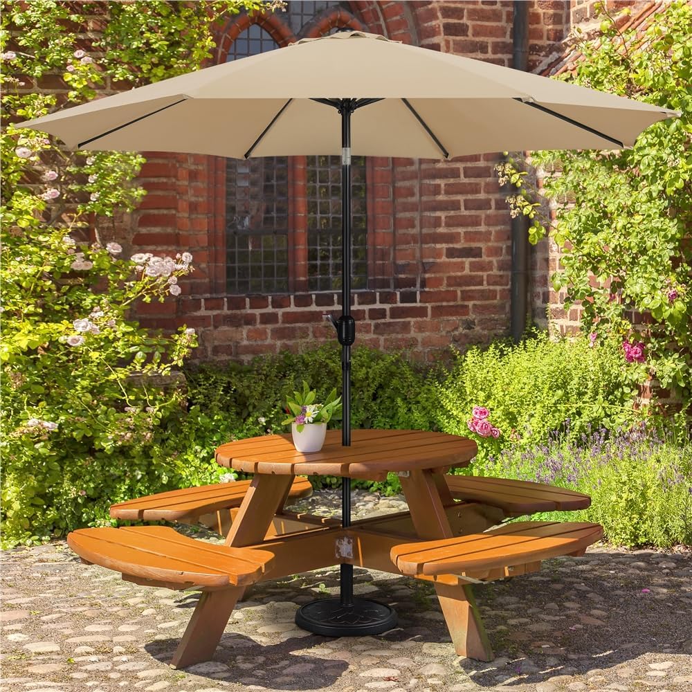 Tuinparasol 300 cm met 8 Baleinen, Zwengel en Ventilatieopening Kaki