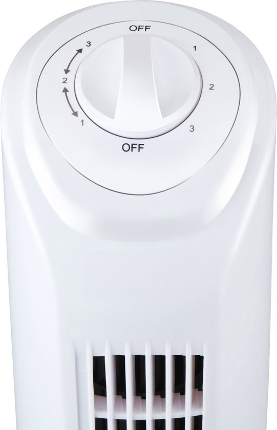 Lifetime Air Torenventilator - Ventilator met 3 Snelheden - Draaibare Ventilator Staand - Vloerventilator 55dB - Perfect voor Slaapkamer en Kantoor - Netstroom Kabel 1,5M - 81 x 22 cm - Wit