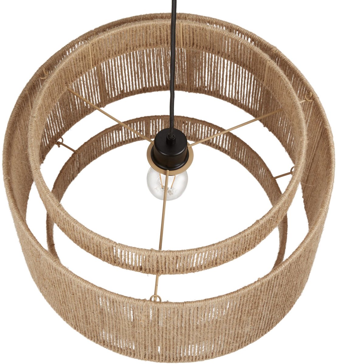 tectake® Plafondlamp Lignea Lux - Boho Hanglamp - Jute Natuur - Ø46 x 32 cm - 40W