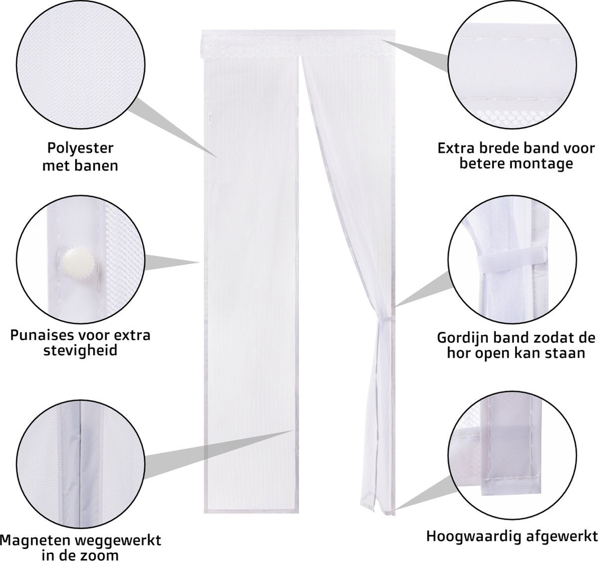 O’DADDY® Deurgordijn – Vliegengordijn - Magnetisch - Deurhor Deluxe 92 x 230 cm – Witte Hor – Horgordijnen