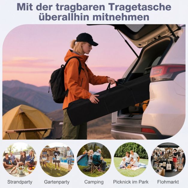 Coast Pop-Up Partytent 290 × 290 cm – Opvouwbaar Paviljoen met 3 Hoogtestanden, Draagtas, Scheerlijnen & Grondpennen – Zwart