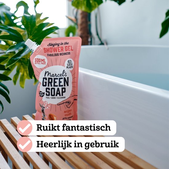 Marcel's Green Soap Douchegel Navulling - Argan & Oudh - 6 x 500ml