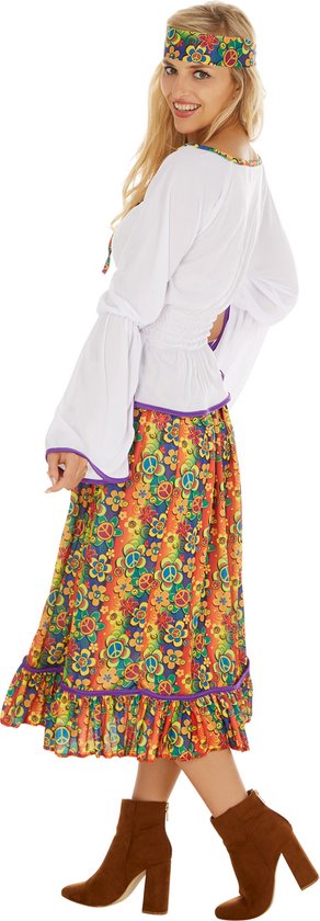 Dressforfun Vrouwenkostuum Love & Peace XXL - verkleedkleding kostuum halloween verkleden feestkleding carnavalskleding carnaval feestkledij partykleding - 300941