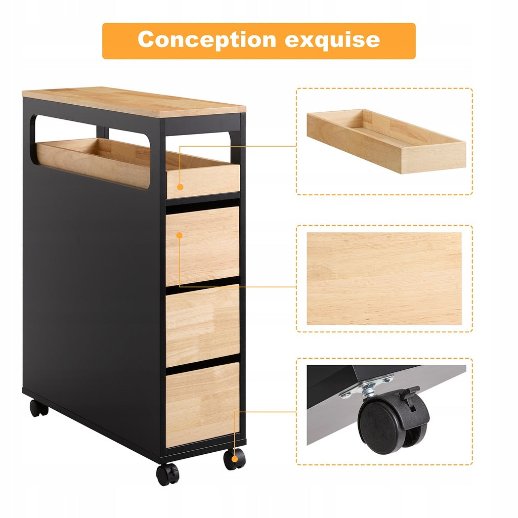 SoBuy Archiefkast - BZR54-SCH - MDF & Bamboe - Tot. 40kg - 24x82x65cm - Zwart