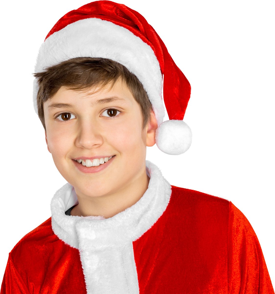 Dressforfun - Jongenskostuum Sint-Niklaas 10-12 jaar - Volledig Kostuum met Puntmuts, Bovendeel, Broek, Gordel en Laarsovertrekken – Maat 140