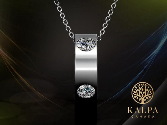 Yolora Dames Ketting met Hanger en Kalpa Camaka Kristallen - Zilver kleurig - 18K Witgoud Verguld - Cadeauverpakking - Moederdag Cadeautje
