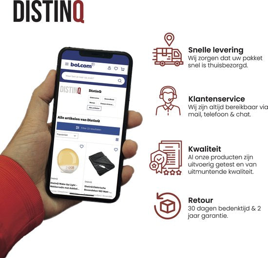 DistinQ Wake-Up Light – Wekkerradio met dubbele wektijd – Slaaphulp met USB aansluiting