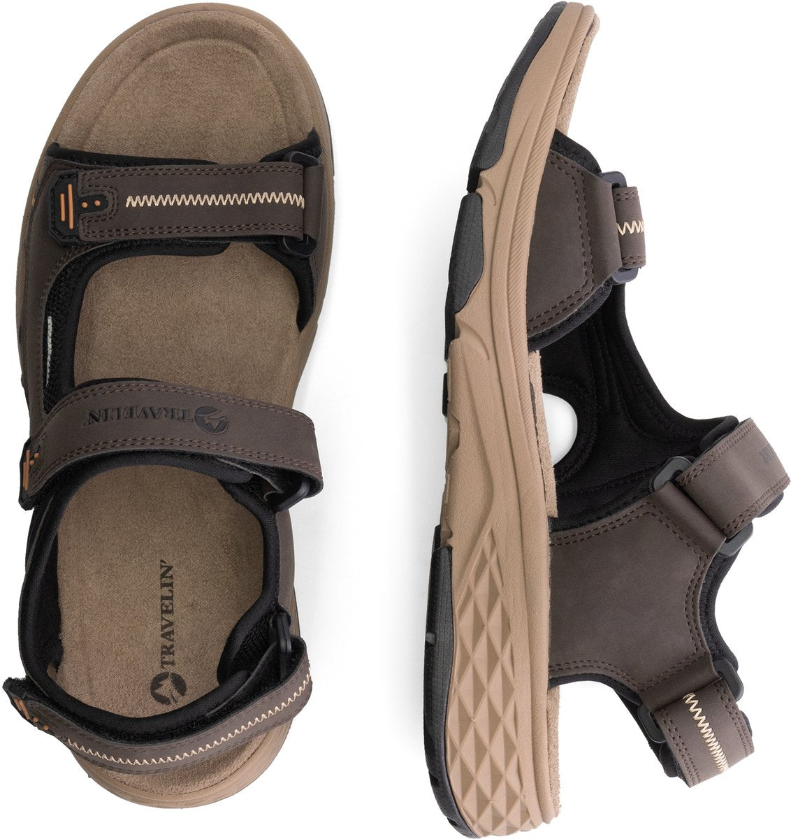 Travelin' Brusdal - Heren outdoorsandalen - Lichtgewicht - Outdoorsandalen - Donkerbruin - Maat 43