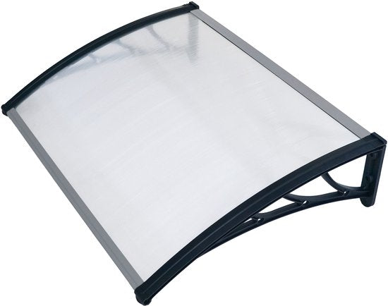 AXI Lux Deur- en Verandaluifel Zwart – 128 x 75 x 24 cm – Transparant Polycarbonaat – Aluminium Frame – UV-bescherming – Inclusief Montagemateriaal