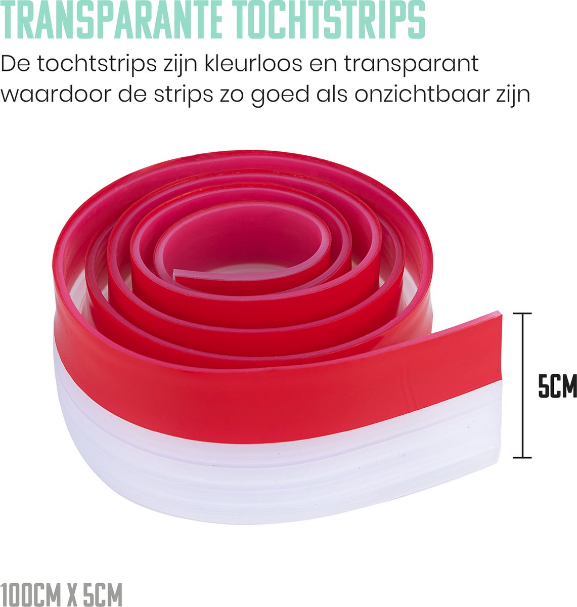 SOLITY® Aanpasbare Tochtstopper - Zelfklevende tochtstrip voor deuren - Transparant - 100 cm x 5 cm