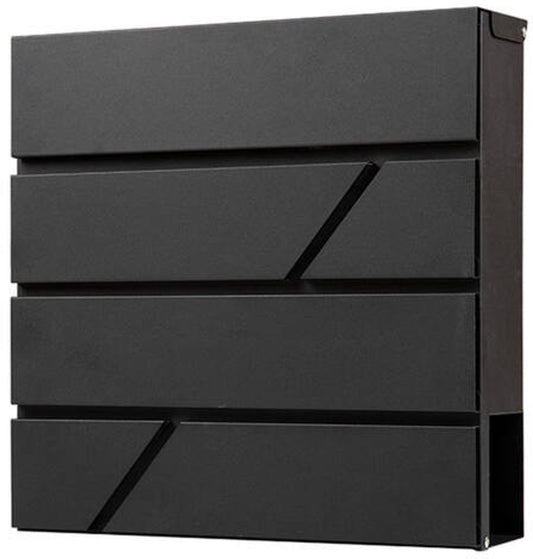 BRASQ Deluxe Brievenbus Zwart 37,5 x 36,5 x 11 cm – Wandbrievenbus met Slot en Krantenvak – Inclusief Montagemateriaal & 2 Sleutels