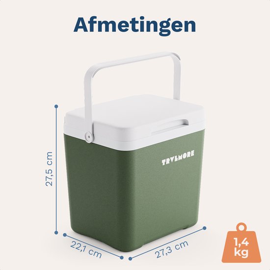 TRVLMORE Koelbox 7L - Frigobox - Inclusief Koelelement - Koelbox Klein - Groen