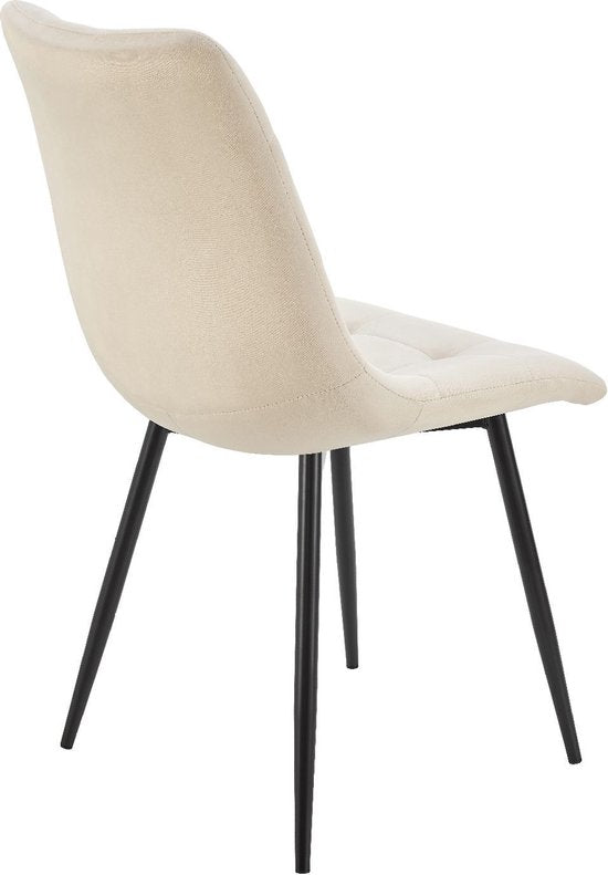 Stalen Eetkamerstoelen Blanca - Set van 2 - Beige - Fluweel