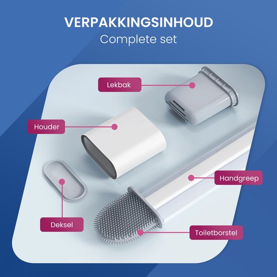 Roegaarden WC Borstel met Houder – Toiletborstel – Siliconen – Vrijstaand En Hangend – Wit