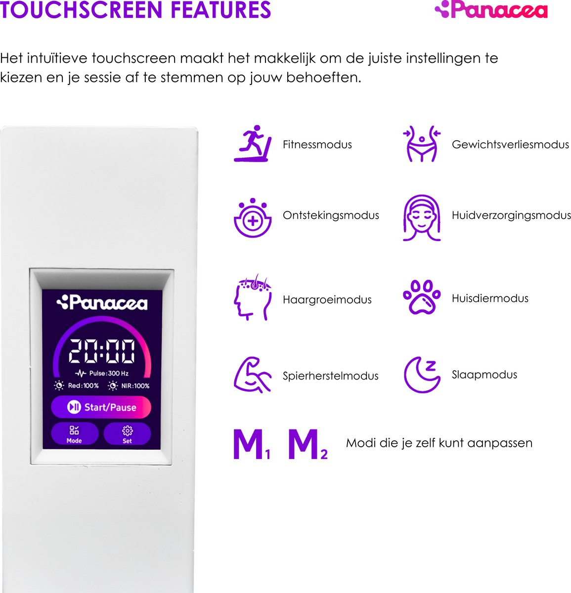 Panacea - ATP Pro 1500 Roodlichttherapie Paneel - 92 x 30 x 7 cm - Metaal & Aluminium - 8 Golflengtes & Touchscreen - 1500 Watt Professioneel Vermogen - Full-Body Herstel