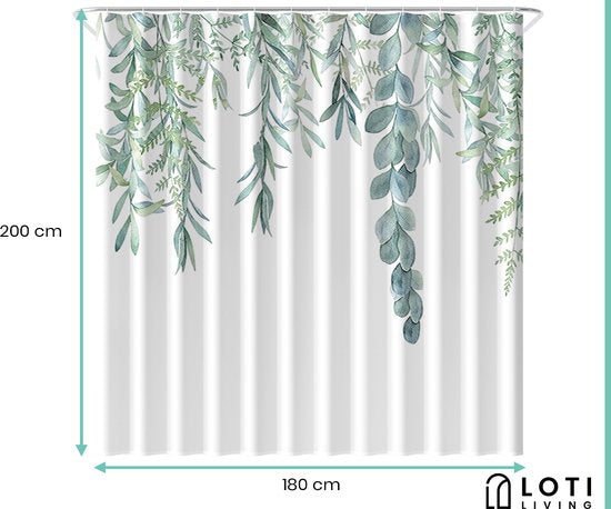 Loti Living Douchegordijn Anti Schimmel – Hangplant - Inclusief ringen – Waterdicht - Polyester - Douchegordijn 180x200 cm