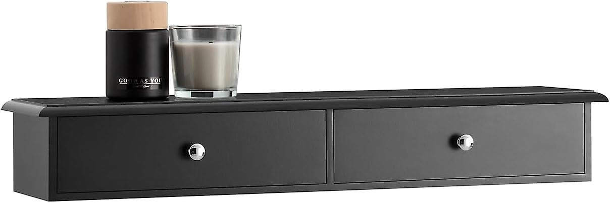 SoBuy Wandkast - 2 Lades - 64 x 10 x 15 cm - Zwart
