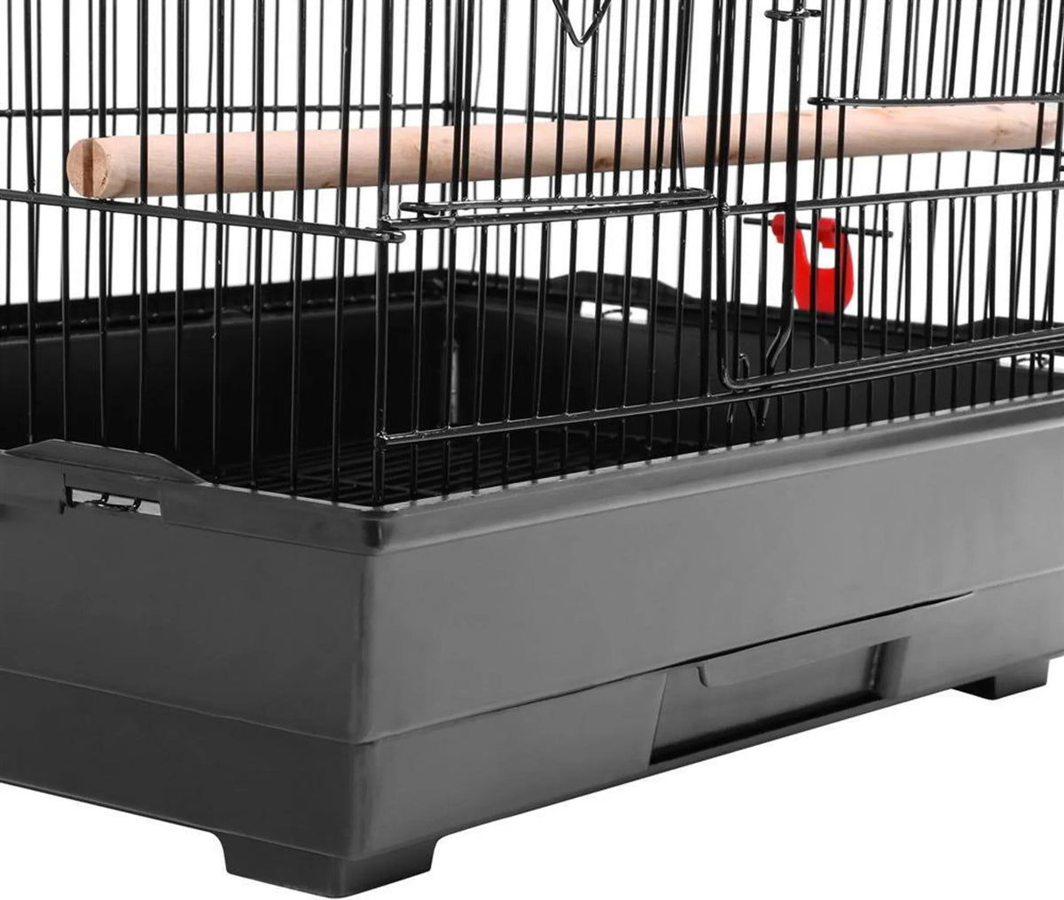 Yaheetech Ruime Vogelkooi met Open Dak en Schommel 46x35x104,5 cm – Klassiek Zwart – Metaal