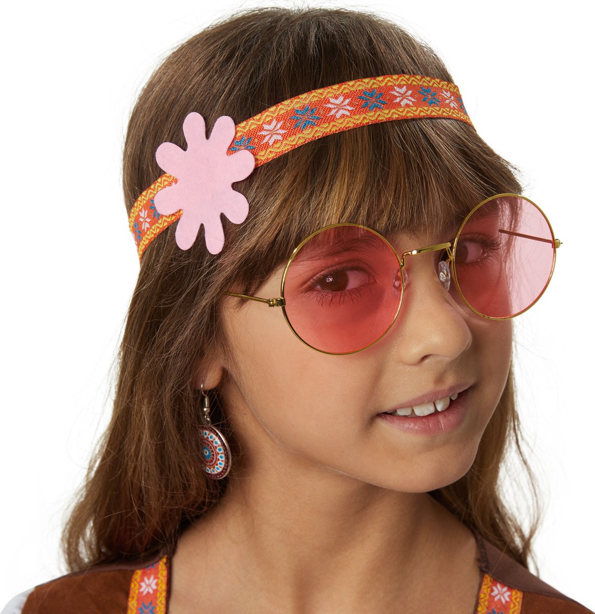 Dressforfun - Groovy Hippie Squaw - Meisjeskostuum met korte jurk, suèdelook vest, franjes en hoofdband voor Carnaval & Feest - Maat 140 (9-10 jaar)