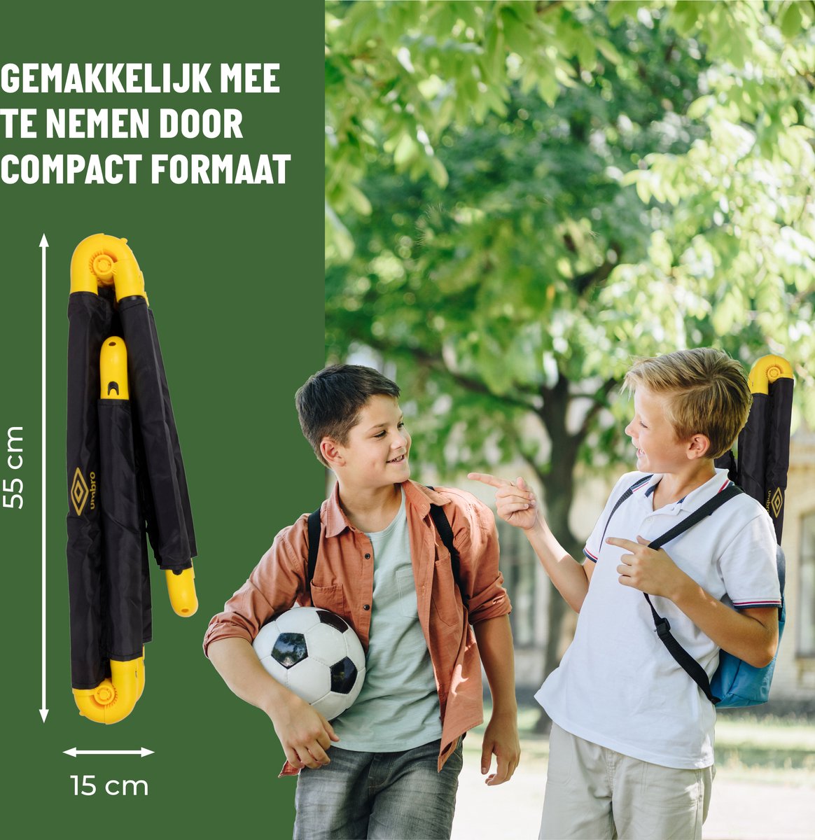Umbro Voetbaldoel - Opvouwbaar - Inclusief 2 Grondpennen - Kunststof - 50 x 44 x 44 cm - Zwart/Geel