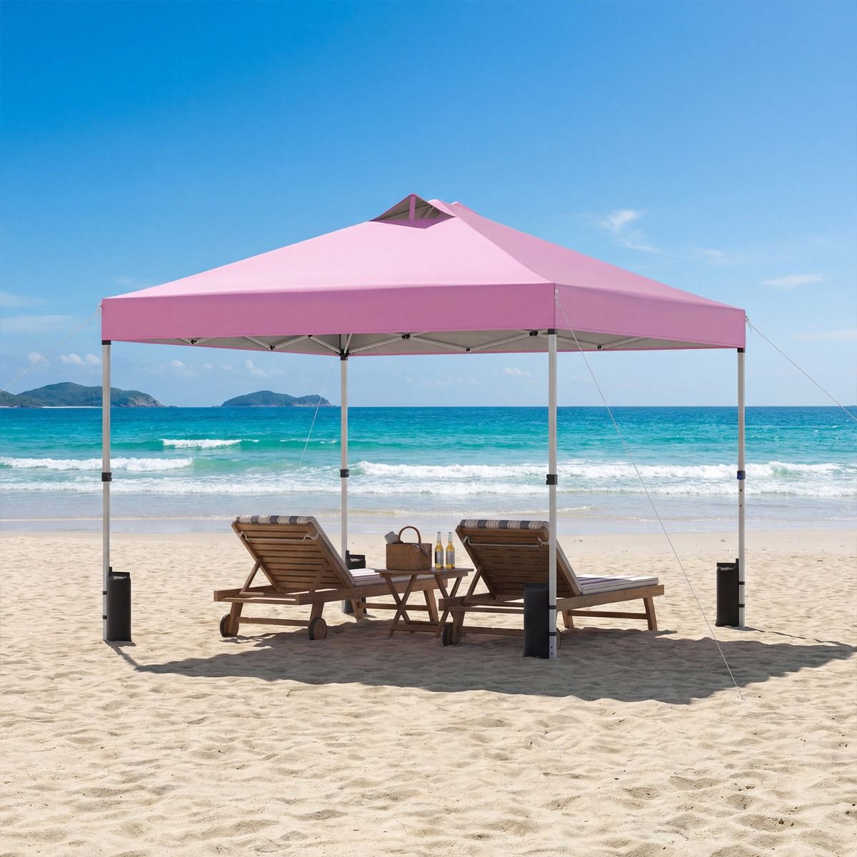 Coast Pop-up Partytent - opvouwbaar paviljoen - met roltas en zandzakken - 300 x 300 cm - blauw
