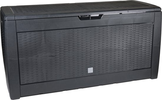 Opbergbox 310L UV-Bestendig Weerbestendig Wielen Tuinbox Rotan-look Antraciet