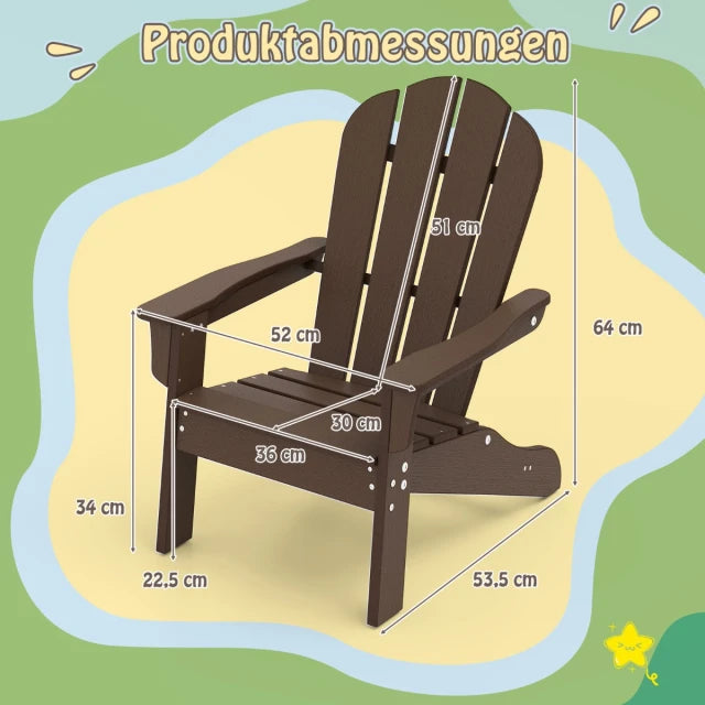 Coast Kinder Tuinstoel Bruin – HDPE Relaxstoel met Ergonomische Rugleuning – 53,5 x 52 x 64 cm
