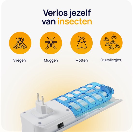 Wonact Muggenlamp - Muggenstekker - Vliegenlamp - 9W - tegen muggen, vliegen, fruitvliegjes en motten - Wit - Muggenvanger - anti muggenstekker met aan/uitknop - geurloos - geluidloos - met 10 lijmplaten - insectenlamp voor binnen