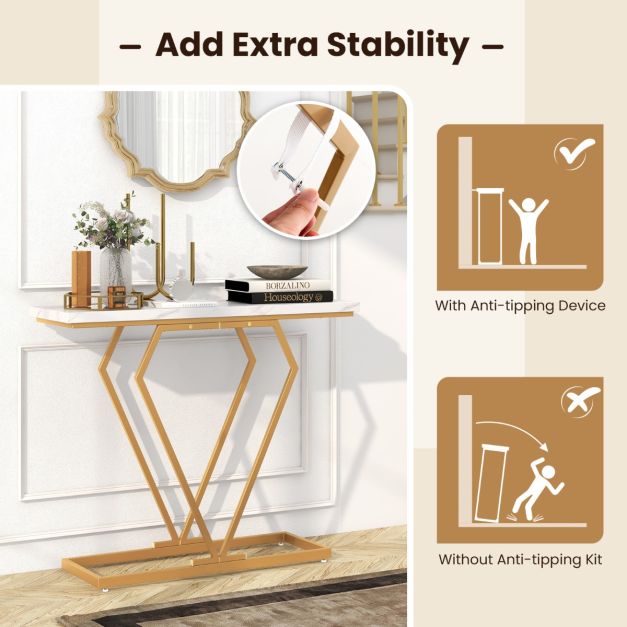 Coast Consoletafel - MDF & Metaal - Incl. Anti-kantelset - 100 x 29,5 x 80 cm - Wit