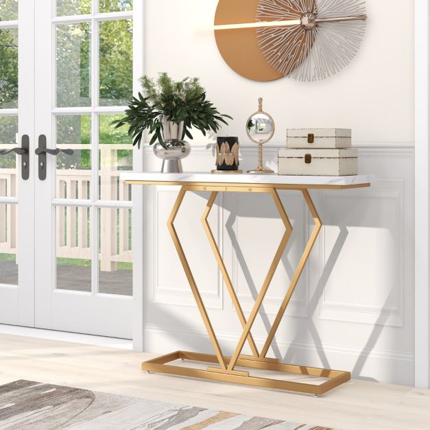 Coast Consoletafel - MDF & Metaal - Incl. Anti-kantelset - 100 x 29,5 x 80 cm - Wit
