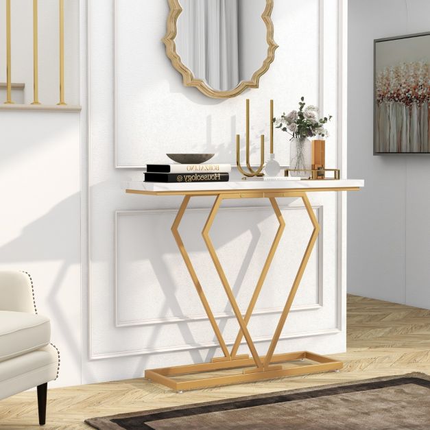 Coast Consoletafel - MDF & Metaal - Incl. Anti-kantelset - 100 x 29,5 x 80 cm - Wit