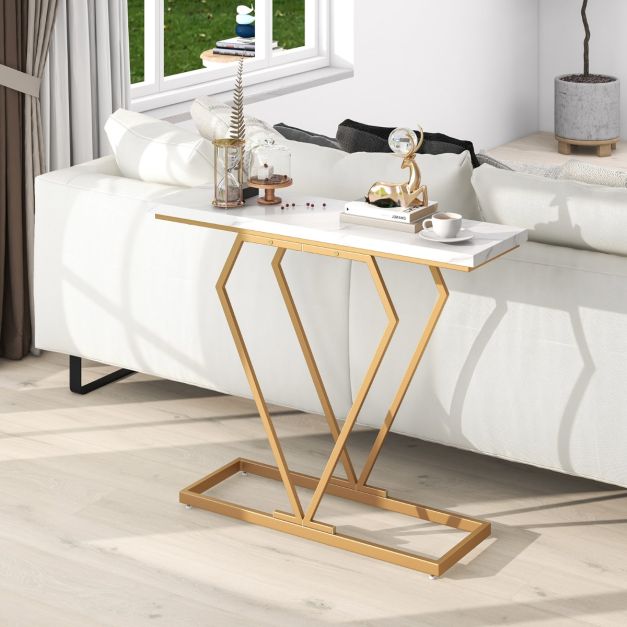 Coast Consoletafel - MDF & Metaal - Incl. Anti-kantelset - 100 x 29,5 x 80 cm - Wit
