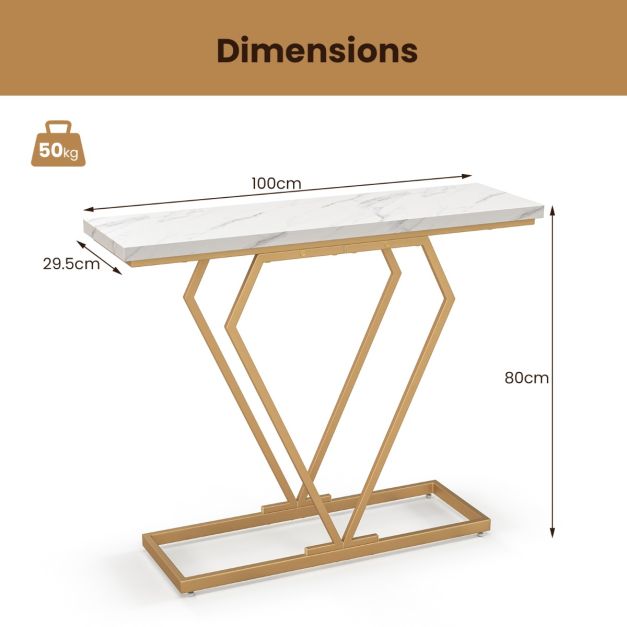 Coast Consoletafel - MDF & Metaal - Incl. Anti-kantelset - 100 x 29,5 x 80 cm - Wit