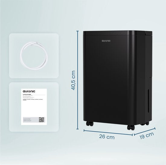 Auronic Luchtontvochtiger en Luchtreiniger - Compact Pro Plus - 12L - Slaapkamer, Badkamer, Woonkamer en Kantoor - Vochtopnemer voor in Huis - Zwart
