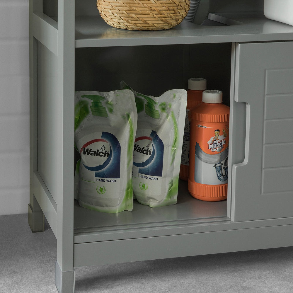 SoBuy FRG128-SG Wastafelmeubel - 2 Schuifdeuren 1 Plank - Grijs - 60x61x30 cm