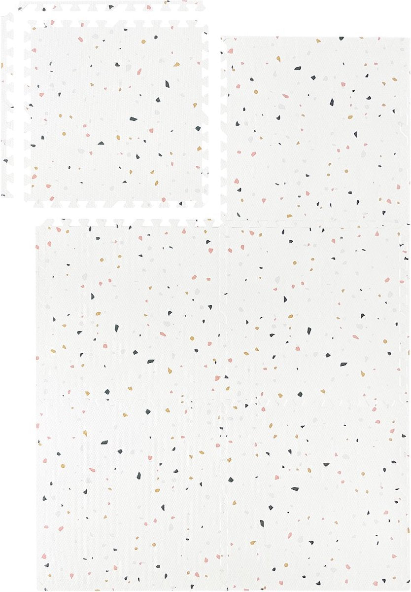 NilaFee Luxe Speelmat voor Baby – Terrazzo Puzzelmat – 180 x 120 x 1,5 cm – Classic Wit