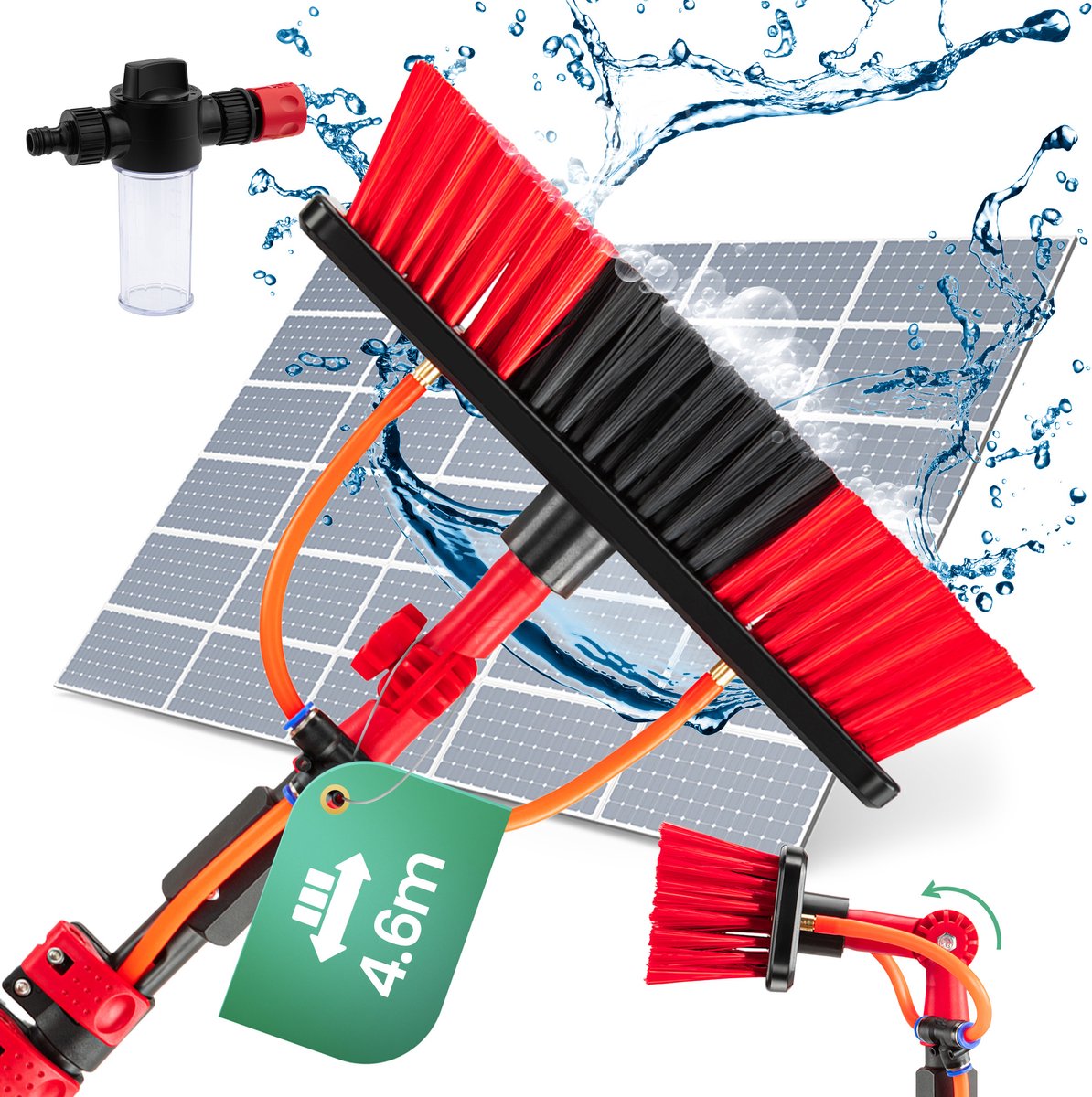 Hortensus Waterborstel - Telescopisch - Incl. Zeepdispenser - 460 x 29 x 7cm - Rood