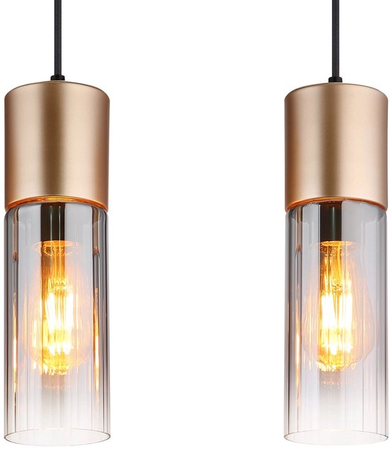 Globo - hanglamp - ANNIKA - bruin - glas - grote eettafellamp - E27 - 21000-4HCA