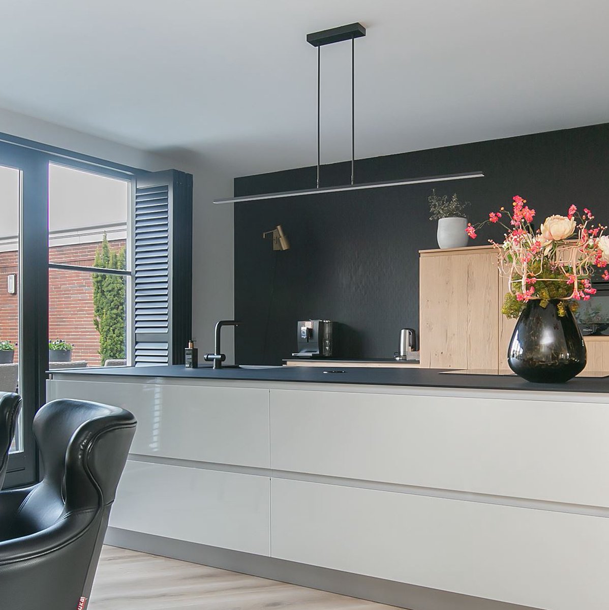 Verstelbare hanglamp Zelena – 2-lichts – Kunststof / Metaal – 155 cm – In hoogte verstelbaar tot 117 cm – Modern design – Zwart