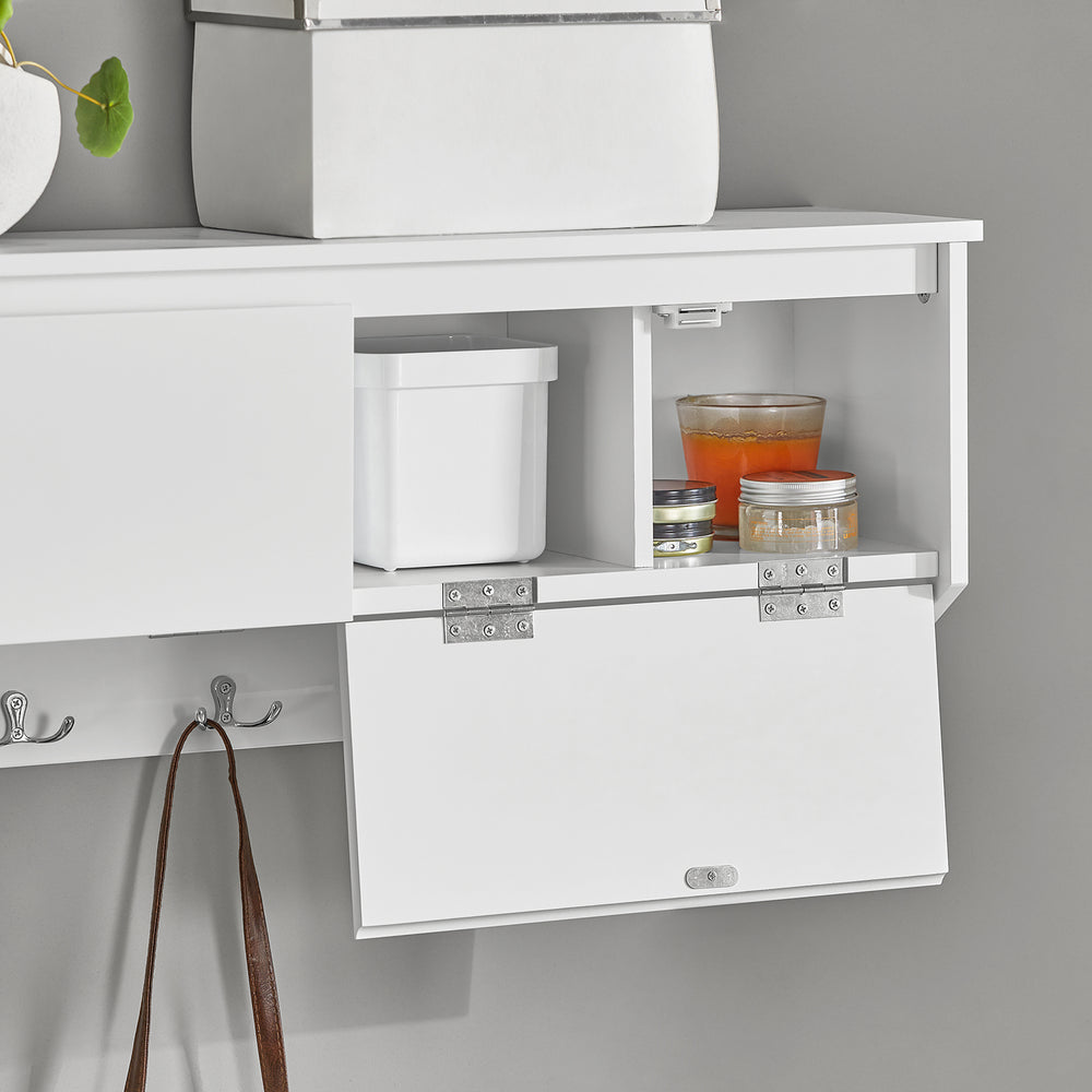 SoBuy Wandkapstok met 2 deuren en 5 dubbele haken - 78x20x30 cm - Max. 25KG - Wit