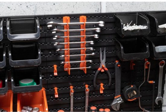 BLACK+DECKER Gereedschapsbord met Opbergbakjes en Hangers - 98 x 23 x 43 CM - 43 Onderdelen - Gereedschapswand