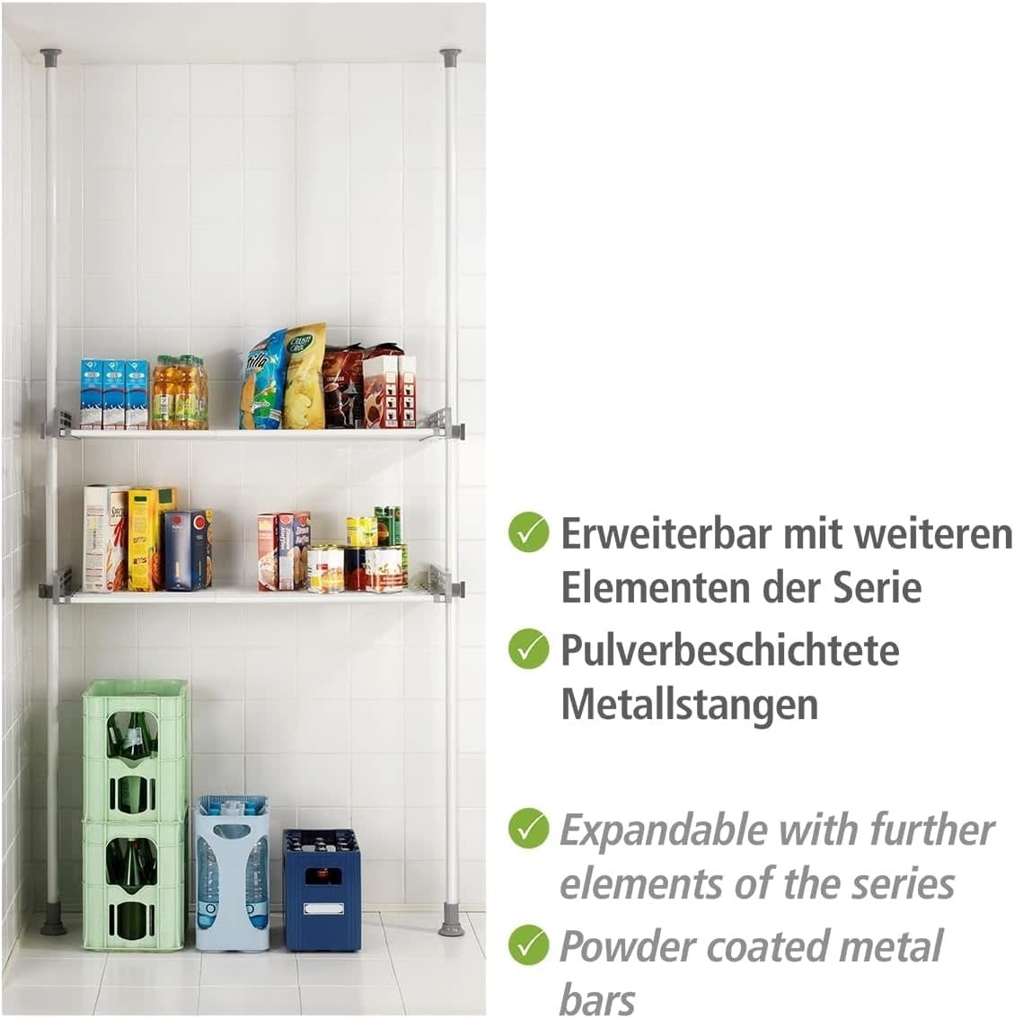 Wenko Herkules Twin Telescopisch Garderobesysteem Wit - 73-120 x 165-300 cm