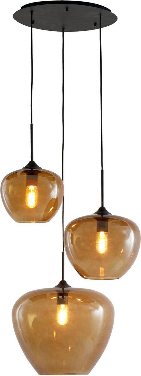 Light & Living Hanglamp Mayson - Bruin Glas - Ø40cm - 3L - Modern - Hanglampen Eetkamer, Slaapkamer, Woonkamer
