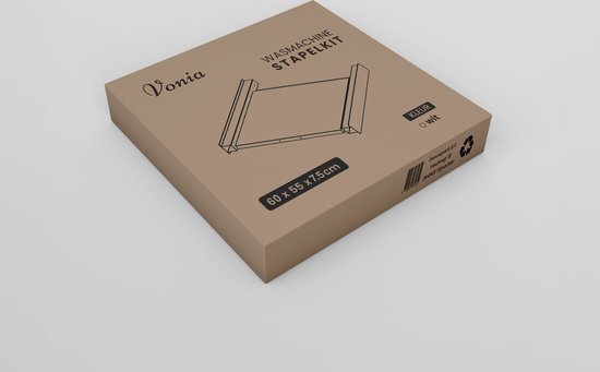 Vonia Tussenstuk Wasmachine Droger - Stapelkit Wasmachine Droger - Universeel - Uitschuifbare werkblad - Wit