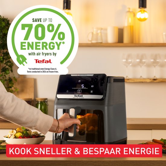 Tefal Easy Fry Silence XXL EY846H - Stille Airfryer XXL 7L - 1700W - 43 dB - 10 Programma's - 55% Sneller - Voor 8 Personen